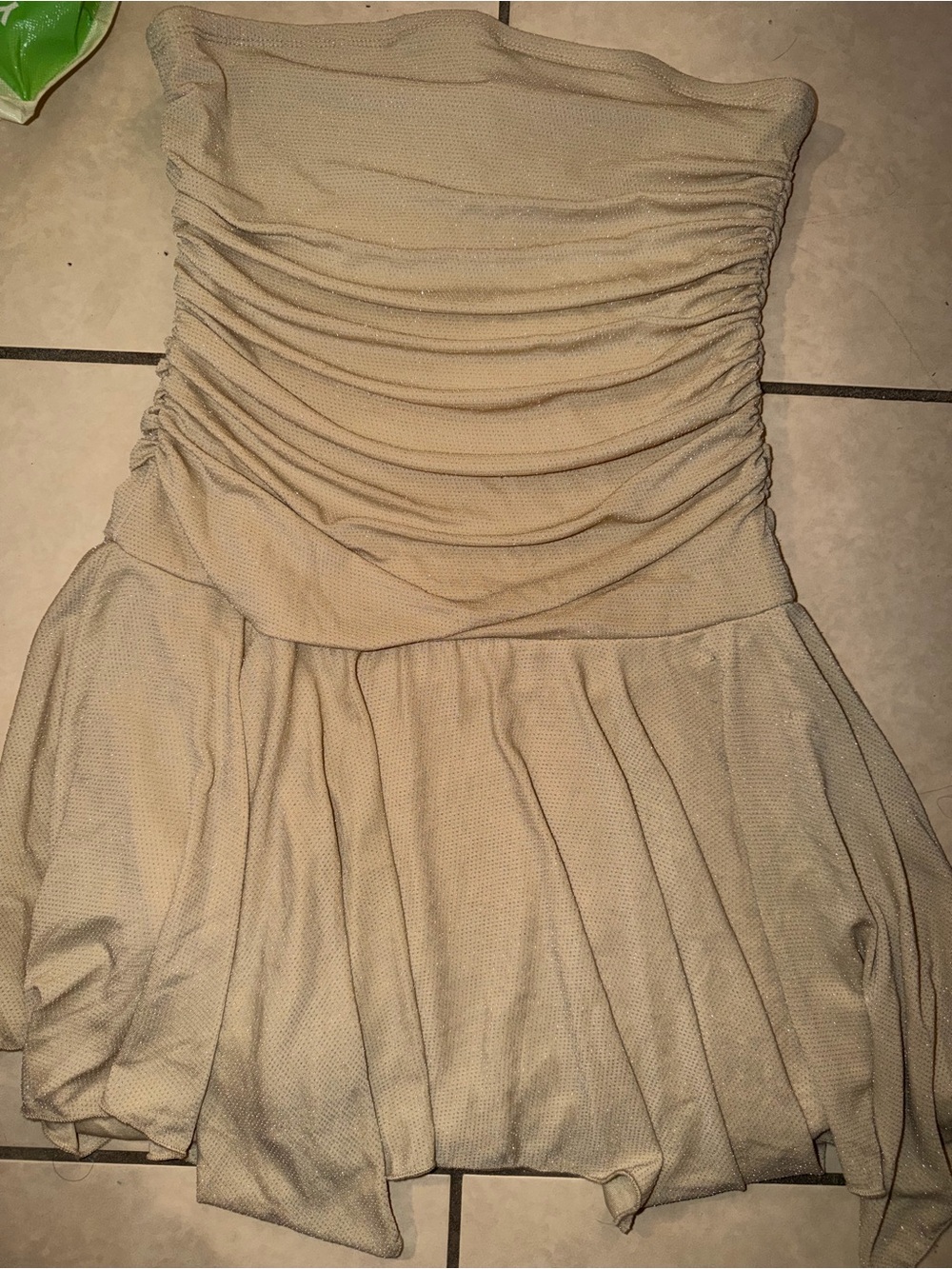 Madden Girl Strapless Ruched Fit-and-Flare Dress in Cream